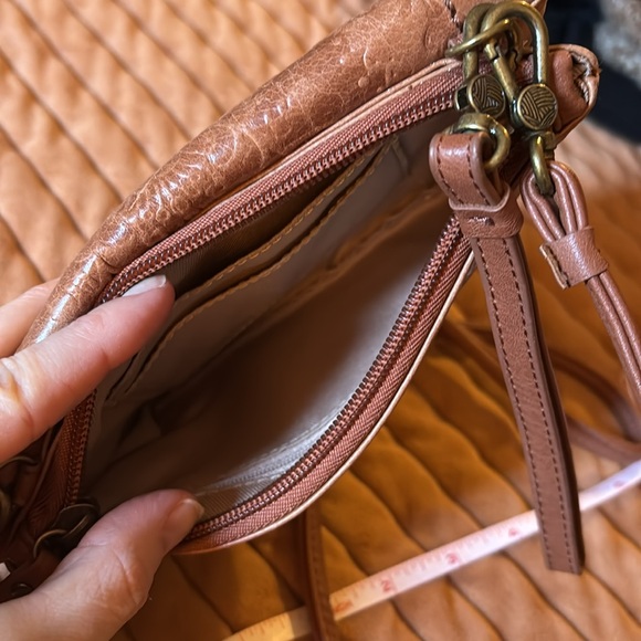 The Sak leather tobacco floral embossed hand wristlet or crossbody wallet purse - Picture 7 of 11